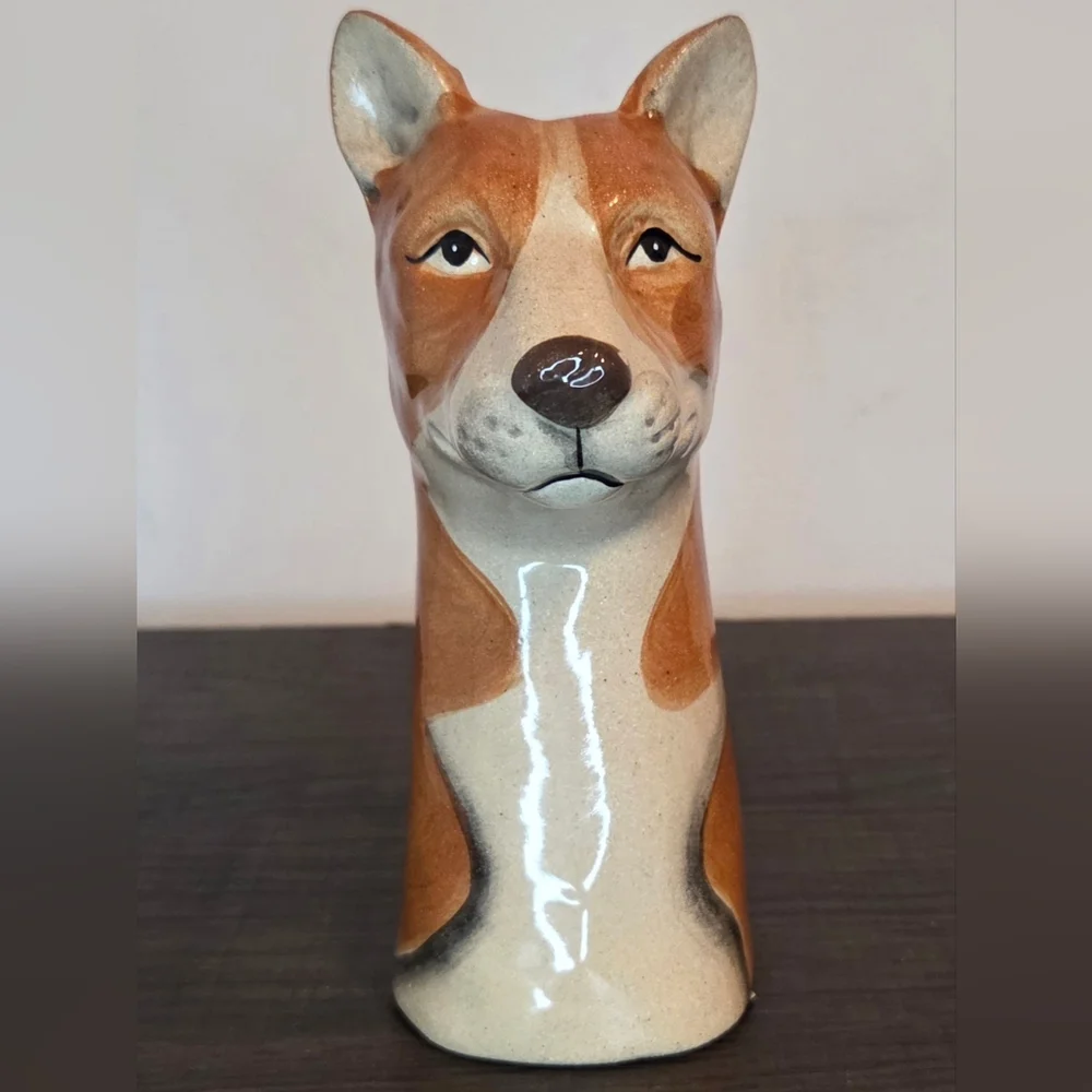 Anthropologie Corgi Dog Ceramic Bud Vase | Cute Animal Planter / Home Decor - Picture 3 of 6